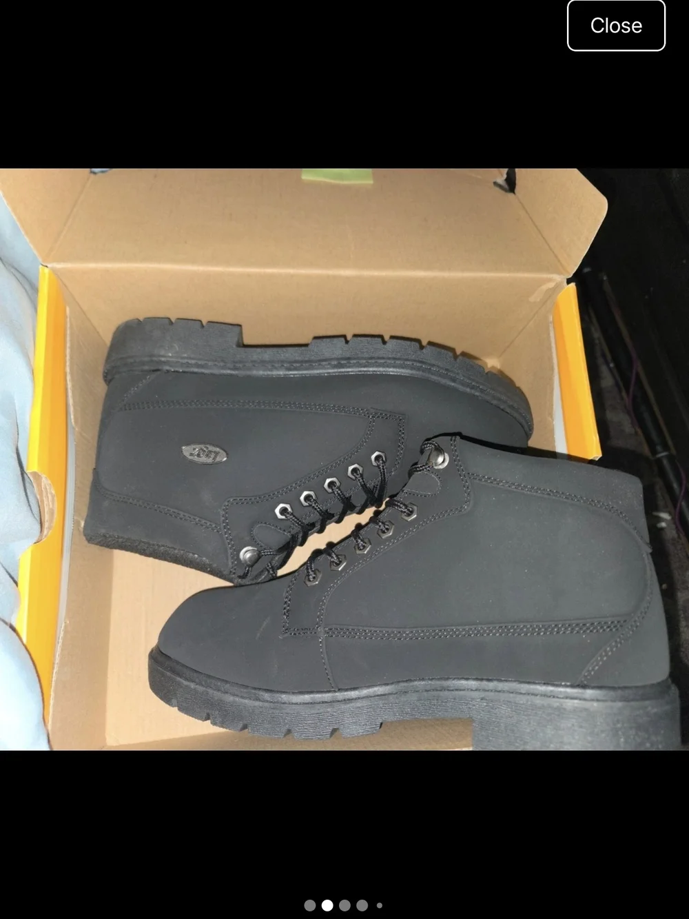 Lugz Men's Black Ankle Work Boot with Orange Sole Accents